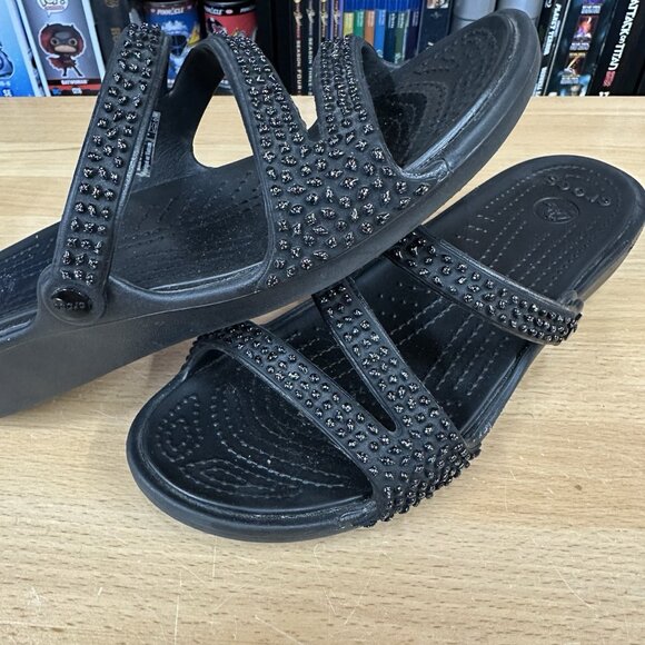 Crocs Women's Patricia Diamante Embellished Slip On Wedge Sandals Size 8 - Picture 3 of 5